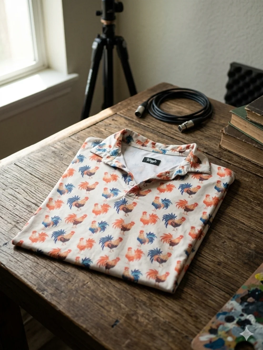 Waggle Golf Cocky Rooster Performance Polo Shirt | White | Men's 2XL - Picture 7 of 8